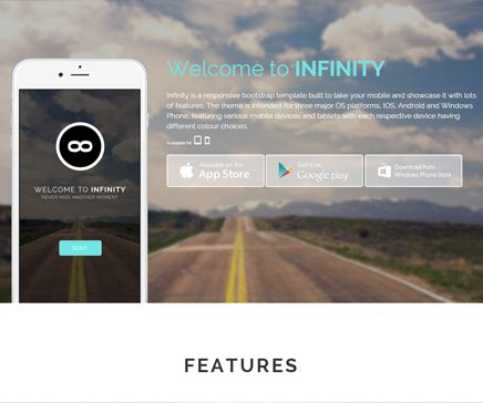 infinity free landing bootstrap template